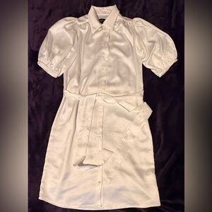 FifteenTwenty White Button-Up SILK Dress